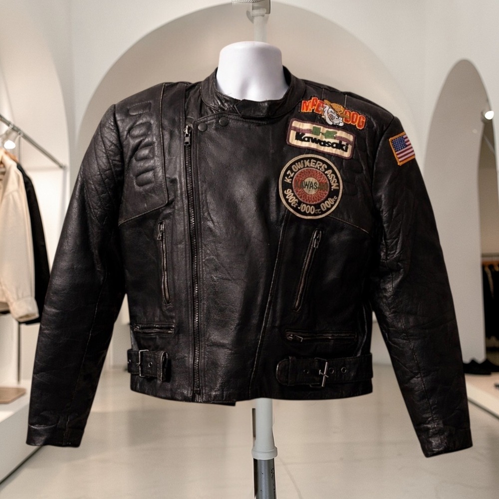 Vintage Protech Leather Apparel Marine Corps Motorcycle Jacket 46 US XL